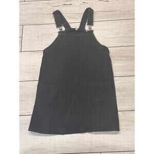 Black Is Overalls Mini Dress with a V Design Hem